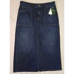 Ralph Lauren Women's Blue Denim Midi Skirt 5 pockets, Size 10